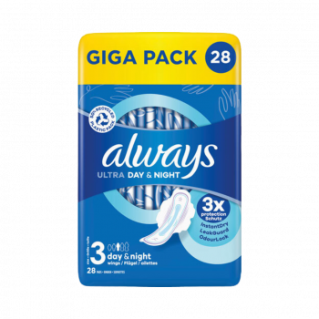 Always Binden Ultra Day & Night (Größe 3), mit Flügeln, 28 Stück